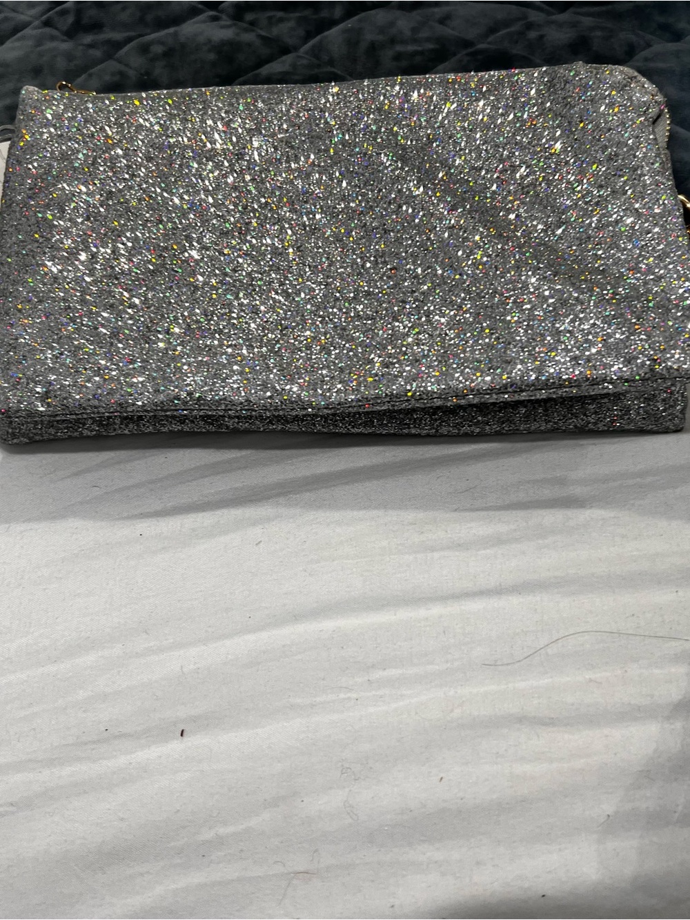 Caroline Hill Silver Glitter wristlet and clutch - Picture 2 of 6